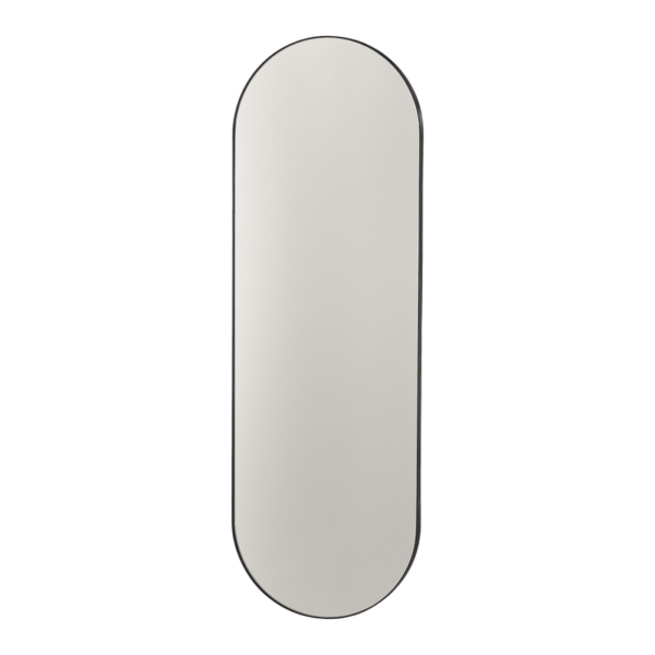 VILLA COLLECTION Vasto vægspejl, oval - spejlglas og sort jern (90x30)
