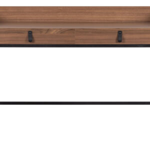 VTWONEN Bookazine skrivebord, m. 2 skuffer - brun valnøddefinér og sort metal (120x44)