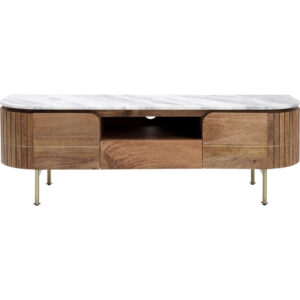 KARE DESIGN Grace TV-bord, m. 2 låger og 1 skuffe - marmor, natur mangotræ og stål (145x42)