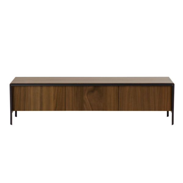 LAFORMA Nadyria TV-bord, m. 3 låger - brun valnøddefiner og sort stål (180x43)