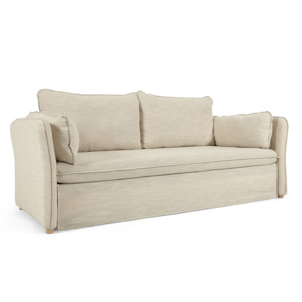 LAFORMA Tanit sovesofa - beige stof og natur bøgetræ