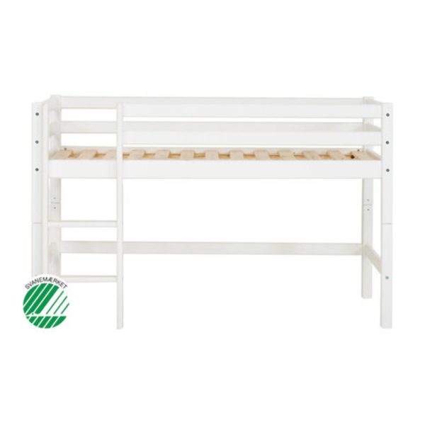 ECO Dream Halvhøj seng (delbar) hvid 70x160, med forhæng grøn